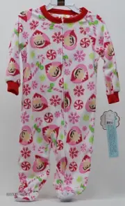 Elf on the Shelf White & Red Long Sleeve Fleece Footed Pajamas Size 5T NWT