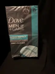 Dove Men + Care Aqua Soap Impact Body Face Bar Moisturizing Pack of 6