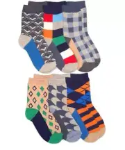 Jefferies Pattern Dress Crew Socks 6 Pair Pack 2-4Y 3-7Y