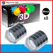 8PK Black Dymo 3D Label Tape Compatible for Dymo 1595GY Dymo 814580 Label Makers