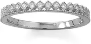 [JewelryWeb] 925 Sterling Silver Rhodium Plated CZ Thin Crown Design Ring 21 Diamond Shape Settings Across Top of Ban Band Style-Ring for Women
