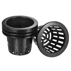 Garden Slotted Mesh Cups Hydroponic Net Pots Plastic 5 Inch Black 5pcs