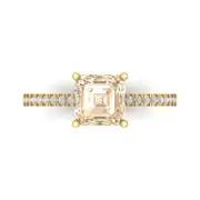 1.66 Asscher Real Morganite Promise Bridal Wedding Classic Ring 14k Yellow Gold
