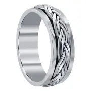 Braided Weave 925 Sterling Silver Spinner Band Ring Size 7
