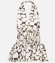 [Dries Van Noten] Dries Van Noten Printed halterneck silk twill top AU 10 white