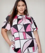 Autograph Top Size 24 Pink Passion Smocked Neck Blouse Plus Size New