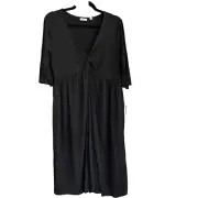 DKNYC Womens Size L Black Casual Dress Stretch 1/2 Sleeves New with Tag