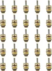 AC Schrader Valve Core Kit, 25Pcs M10 Brass Air Conditioning Valve Cores Fit for BAS03009 MT0065 59356 Ford 4L3Z19D701A GM 10245619 Chrysler 4882331, Fit for 134A and R12 Systems
