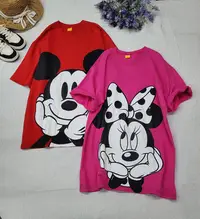 在飛比找Yahoo!奇摩拍賣優惠-正韓korea韓國進口Disney粉色米妮短袖長版T恤短袖棉