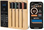 lfcforldx 4-Probe Premium Wireless Smart Meat Thermometer | for BBQ, Oven, Grill, Kitchen, Smoker, Rotisserie | iOS & Android App | Apple Watch, Alexa Compatible | Dishwasher Safe