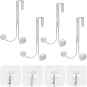 DanziX 8-Pack Over The Door Hooks & Heavy Duty Adhesive Wall Hooks - Rustproof Stainless Steel Towel & Coat Hangers for Bathroom, Kitchen, Bedroom