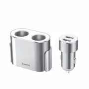 3.1A 2 In 1 Double USB Fast Charging USB Car Charger For iPhone X XS HUAWEI P30 XIAOMI S10+ WHITE COLOR