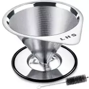 Pour Over Coffee Dripper Stainless Steel Coffee Filter Reusable Metal Cone