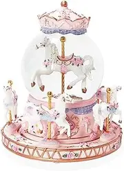 Musical Box Carousel Crystal Ball,Colored Lights Gazebo Crystal Ball Music Box,Dream Colorful Floating Snow Music Box for Birthday Gift