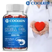 120pcs Antarctic Krill Oil 3000mg - Omega-3 EPA, DHA, Astaxanthin, Phospholipids