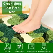 Green Moss Leaf Bath Mat Non-Slip Moss Bathroom Rugs Super Absorbent Bath FE