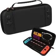 TECHGEAR Switch OLED Case, Hard Protective Carry Travel & Storage Case Cover Designed for Nintendo Switch OLED + Joy-Con controllers + 10 Game Card Slots + Accessories [BLACK]