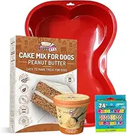 Puppy Cake Cake and Ice Cream Dog Birthday Cake Kit in with Peanut Butter, Your Choice of Ice Cream Mix, Bone Silicone Pan and 24 Candles (Peanut Butter)