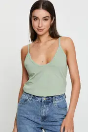 Green Singlet Top Sleeveless - Size S, Women's Singlet