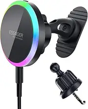 ESSAGER 15W Wireless Car Charger, for Magsafe Car Mount Charger, Magnetic Car Phone Holder for Dash Air Vent, Fast Charging Mount Compatible with iPhone 16/15/14/13/12 Pro Max Series