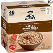 Quaker Instant Oatmeal, Maple & Brown Sugar, 1.51 Ounce (Pack of 48) Free Ship