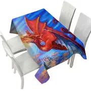 Cool Fantasy Art Breathing Fire Red Dragon Tablecloth