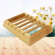 Bamboo Soap Holder Wood Tray Self-draining Dish Storage Container
