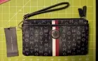 Tommy Hilfiger Women's Logo Double Zip Wristlet Wallet Bag! All Tags! Navy Blue!