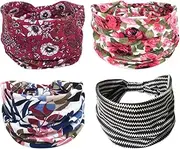 [BESPORTBLE] 4pcs Elastic Workout Headbands Sports Hairbands for Adults Absorbent Fitness Sweatbands for Yoga Running Basketball More Stylish Design
