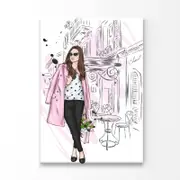 Modern Fashion Store with Girl Print 100% Australian Made 100x150cm (Stretched Canvas)