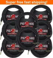 8 Pack Pig Hog PCH20BKR Black Woven ¼” TO ¼” Right Angle Instrument Cable, 20ft