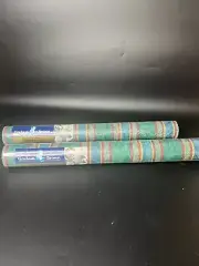 Graham & Brown 2 rolls old stock lux. vinyl Pattern 24020 56 ft ea. green blue r