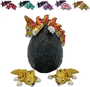 Wolf Pack with Glittery Mountain Egg - Full Articulated Collectible Figurine for Adults with ADHD, Autism - Stress and Anxiety Relief - Wolf & Puppies - Great for Dog Lovers (Red and Gold)