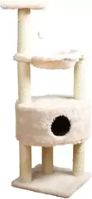 Baza Cat Tower, Scratching Posts, Condo, Hammock, Platform, Dangling Pom-Pom,Cre