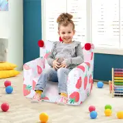 CostwayDinosaur/Strawberry Toddler Couch with Ultra-Soft Velvet Cover for Kids-Strawberry