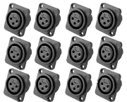 (12 PACK) NEUTRIK NC3FPP 3-PIN XLR Nylon Female Panel Mount Non-Latching Nylon J