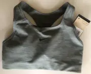 Nike Womens SMALL Sports Bra Med Support Removable Pad Heather Gray BV3636-084