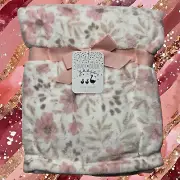 NEW Floral Flowers Garden Plush Baby Blanket Toddler Pink Tan Duck Duck Goose