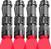 Red Flashlight LED Red One Mode Light Single Mode Red LED Torch Scalable Red Light Flashlight for Astronomy Aviation Night Observation (2 Pieces)
