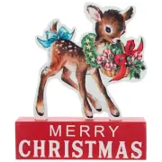 Merry Christmas Vintage Deer Christmas Figurine