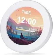 Namolit Portable 2.1in IPS Water-Cooled Secondary Screen Comapct Round LCD Display Computers Host CPU GPU Temperature Monitoring Screen White