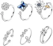 Fashionable Fidget Ring Set Pcs Adjustable Rings for Men Women Anxiety Relief