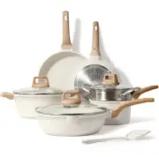 Carote Nonstick Pots and Pans Set, 10 Pcs Granite Stone Kitchen Cookware Sets (W