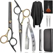 Hair Scissors Barber Shears Set, Fcysy Professional Hair Cutting Scissors Kit, Haircut Scissors Thinning Shears for Haircutting, Hairdresser Trimming Scissors Tools Hair Supplies for Men Women Pet