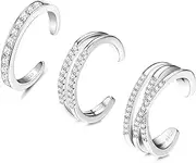 [ORAZIO] 3pcs Adjustable Toe Rings for Women Silver Minimalist Open Toe Ring Set Summer Beach Foot Jewellery Set Gifts for Women Girls