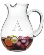 Susquehanna Glass Monogrammed 80oz Engraver Classic Round Pitcher, (A-Z)