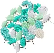 30pcs Colored Pushpins Pin Map Thumb Tacks Map with for Desk Floral Enamel Number Colorful Decorative Small Pushpins Compact Push Pin Green Nickel-Plated Steel Wire