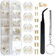 Eyeglass Repair Kit BAZQU 5 Pairs Nose Pads with Tiny Screws Nut Bolts Screwdriver and Tweezers for Glasses Sunglasses Spectacle Watch Repair
