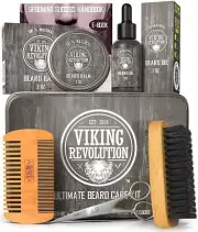 BEARD CARE KIT for Men Grooming Brush Comb Balm Oil Scissors VIKING REVOLUTION