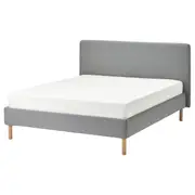 TÄRNKULLEN upholstered bed frame, Tibbleby beige/grey, Double